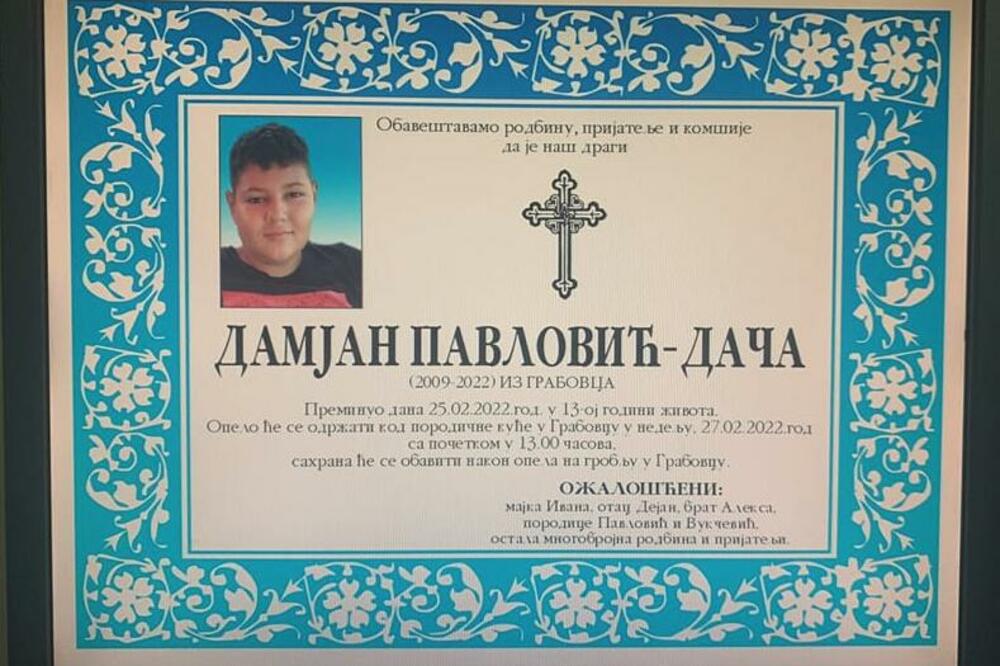 POTRESAN OPROŠTAJ MAJKE OD PREMINULOG DAMJANA (13): "Anđeli nek te čuvaju, jer si i sam anđeo bio"