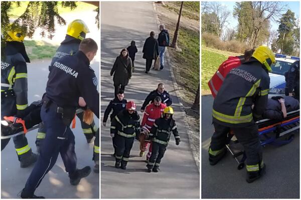 PRVE SLIKE SA KALEMEGDANA! Vatrogasci nose povređenu ženu, ima otvoreni prelom noge! (FOTO)