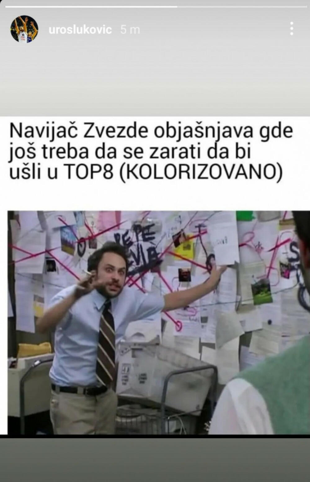 Objava Uroša Lukovića na Instagramu