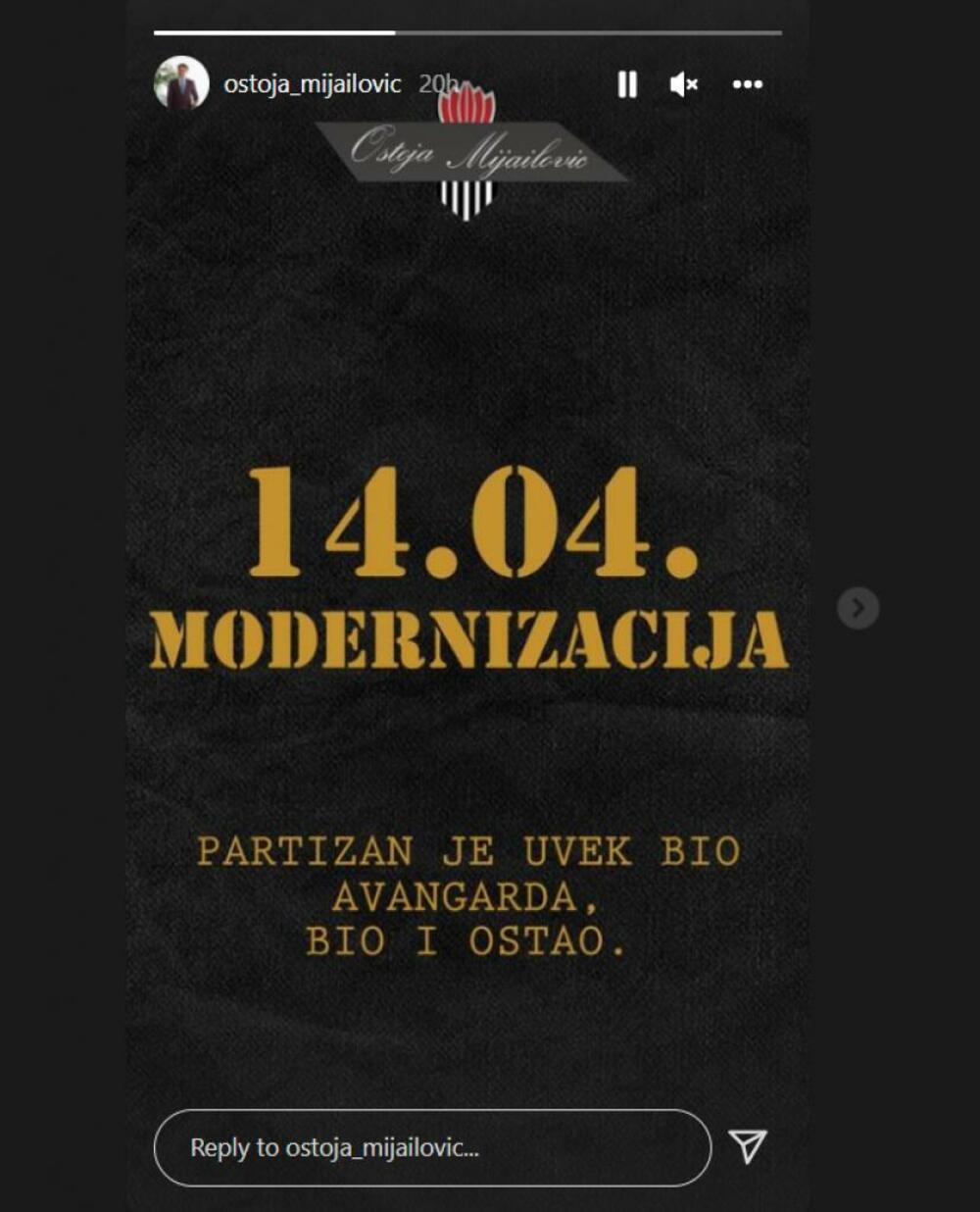 Objana Ostoje Mijailovića na Instagramu