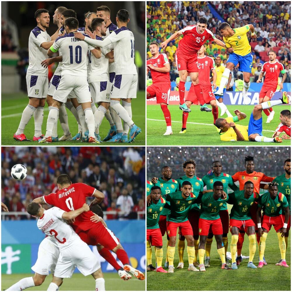 Fudbalska reprezentacija Srbije, Fudbalska reprezentacija Brazila, Fudbalska reprezentacija Kameruna, Fudbalska reprezentacija Švajcarske
