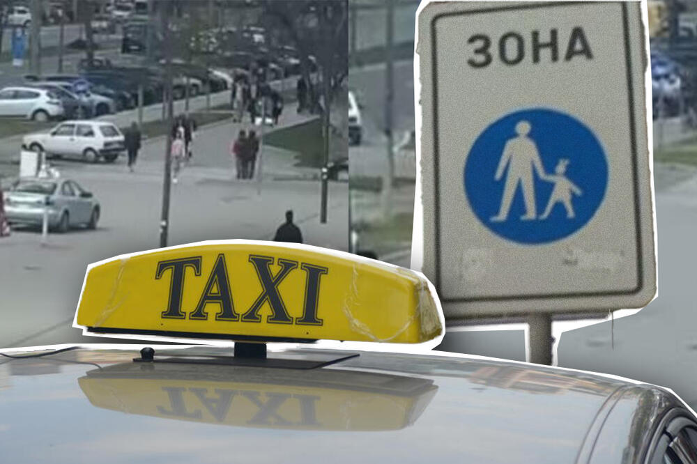 KAD BI MOGAO, VOZIO BI PREKO GLAVA LJUDI! Strašna scena u Novom Sadu, taksista nesmetano vozi pešačkom zonom! VIDEO