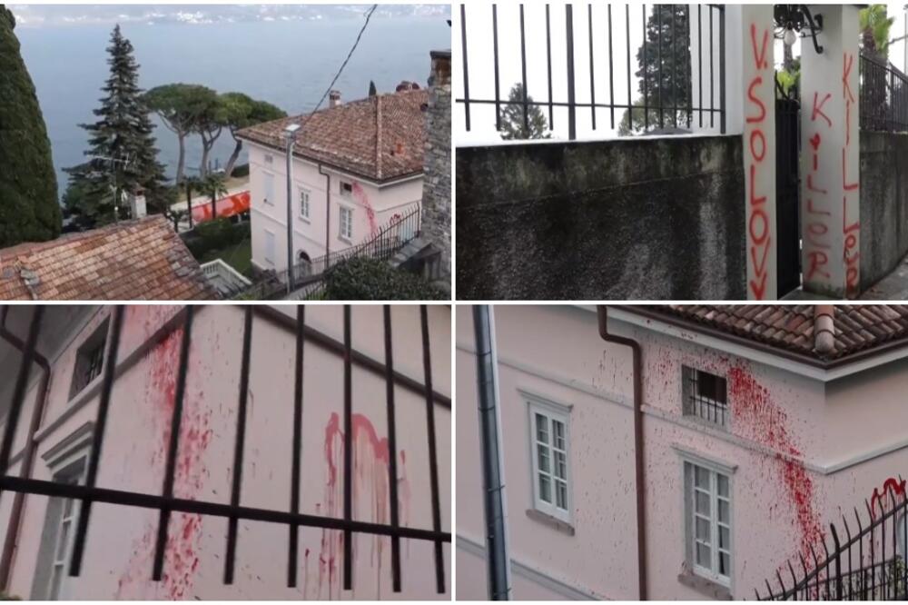 UNIŠTENA VELELEPNA VILA RUSKOG VODITELJA: Crvena farba izručena po bazenu, na kapiji stoji OVA PORUKA! (VIDEO)