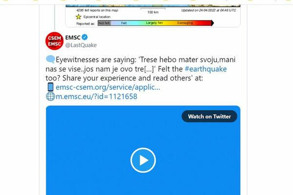 "TRESO MATER SVOJU"! EMSC objavio MASNU PSOVKU Hercegovca u izveštaju o ZEMLJOTRESU (VIDEO)