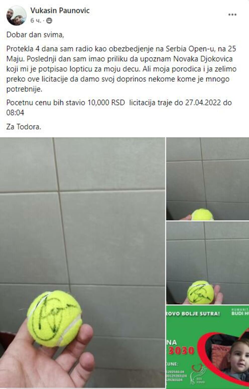 Humanitarna licitacija za malog Todora