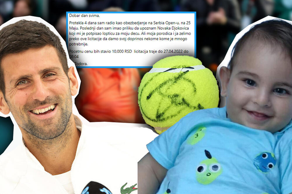 KUPITE TENISKU LOPTICU SA POTPISOM NOVAKA ĐOKOVIĆA I POMOZITE TODORU! Ovo je početna cena humanitarne licitacije