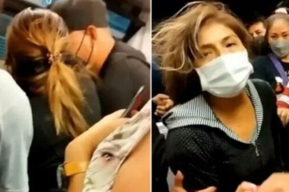 U METROU ZATEKLA MUŽA SA LJUBAVNICOM: Letelo perje, putnici je jedva zaustavili da je ne UBIJE (VIDEO)