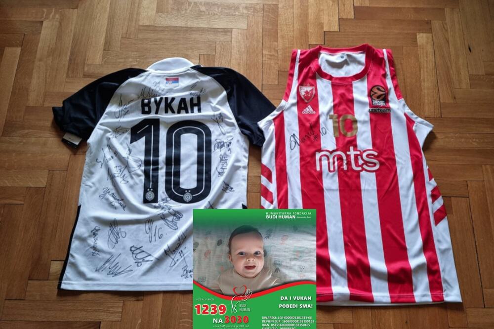 BAJKER VELIKOG SRCA: Nemanja prodaje potpisane dresove Zvezde i Partizana za POMOĆ MALOM VUKANU! (FOTO)