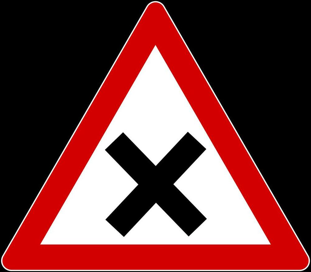 Ukrštanje puteva iste važnosti, Saobraćajni znak