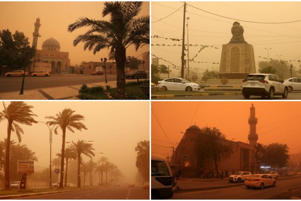 PUSTINJSKA OLUJA POGODILA IRAK: Oblak narandžaste prašine prekrio PRESTONICU, prizemljeni AVIONI! (FOTO) (VIDEO)