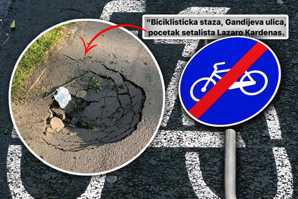PAZITE KAKO VOZITE, MOŽETE GLAVU DA POLOMITE! Upao ASFALT na BICIKLISTIČKOJ STAZI na Novom Beogradu (FOTO)