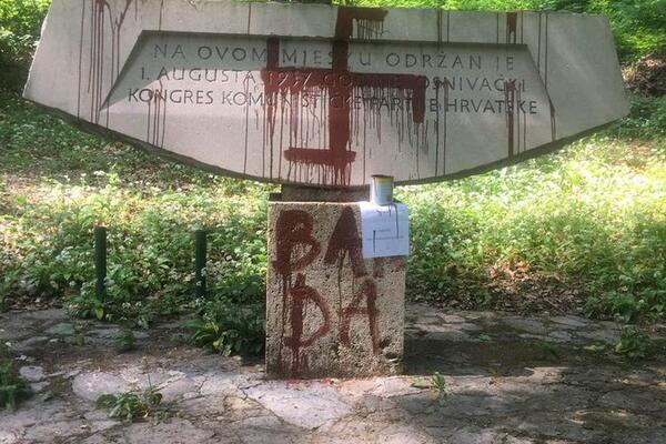 SKANDAL U HRVATSKOJ UOČI DANA POBEDE NAD FAŠIZMOM! Osvanuo grafit SMRTI! (FOTO)