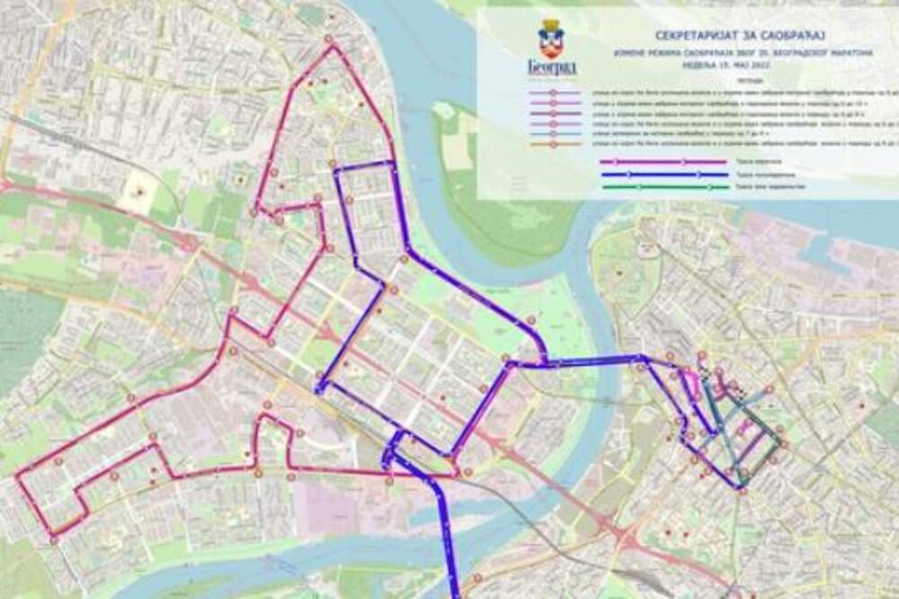 OVO JE MAPA ULICA KOJE ĆE BITI ZATVORENE ZBOG BEOGRADSKOG MARATONA: Bez saobraćaja već od ponoći pa sve do 17 h