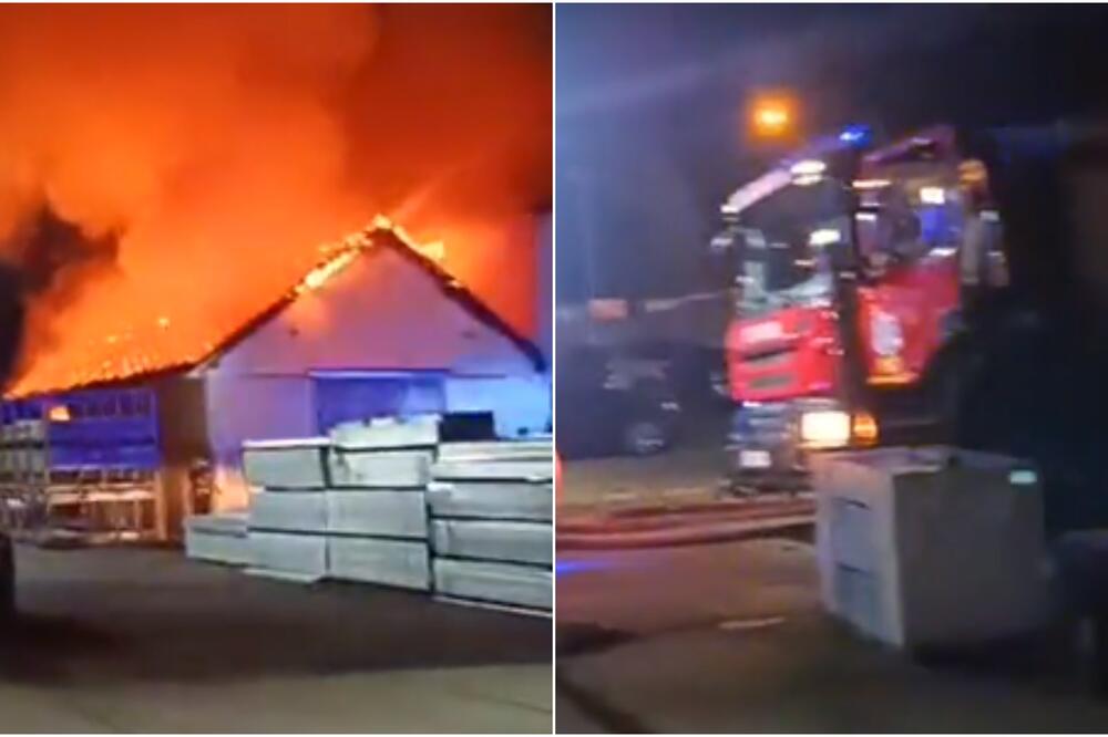 VELIKI POŽAR U VETERNIKU: Gori AUTO CENTAR ŠTRBAC (VIDEO)