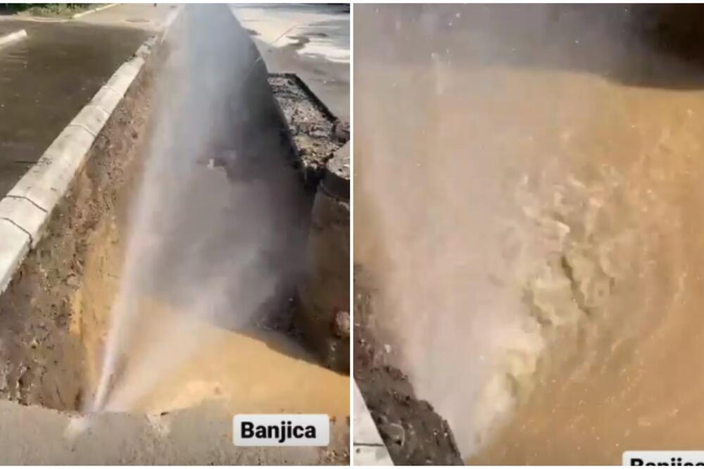 VODA ŠIKLJA NA SVE STRANE NASTALO "JEZERO": Prolaznici, BUDITE OPREZNI dok prolazite BANJICOM (VIDEO)