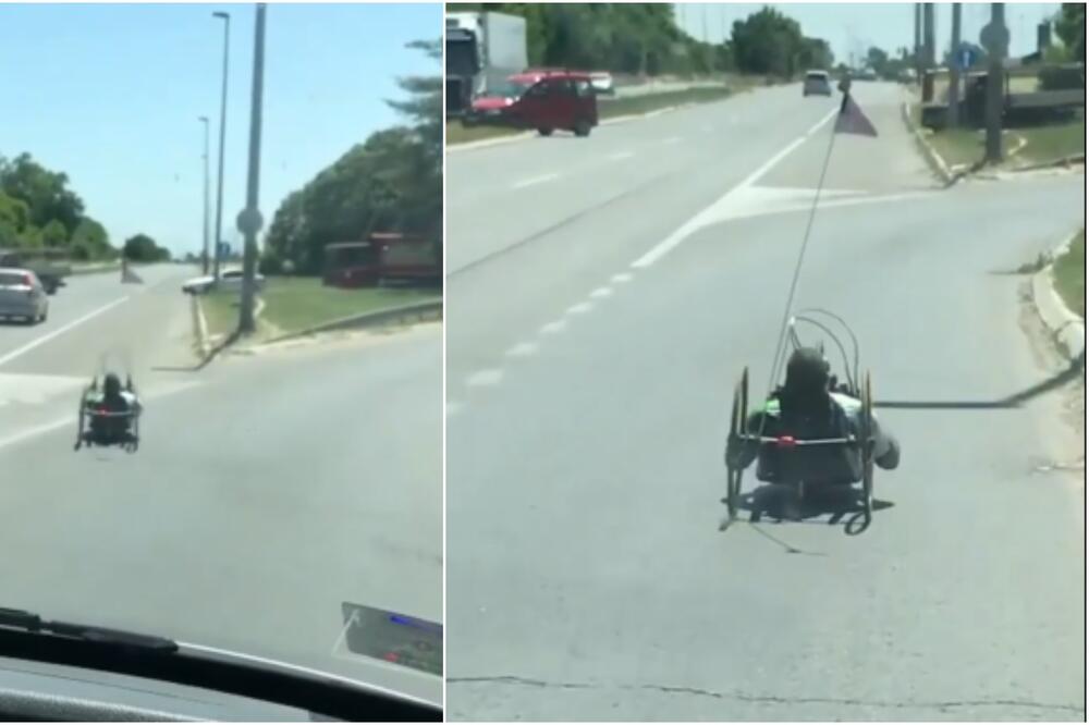 DA NIJE MALO RIZIČNO? Cela Srbija gleda šta čovek vozi nasred auto-puta, zna li neko kako se zove vozilo? (VIDEO)
