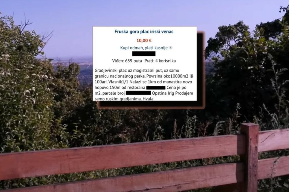 PRODAJE PLAC NA FRUŠKOJ GORI, ALI SAMO RUSIMA: Svi bruje o ovom oglasu! (FOTO)