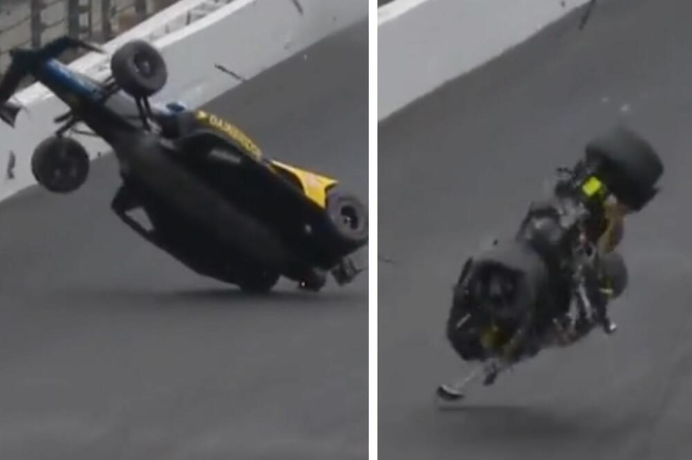 UDARIO U ZID, OTPAO MU TOČAK, VARNICE, PREVRTANJE: Bolid smrvljen - tragedija izbegnuta! (VIDEO)