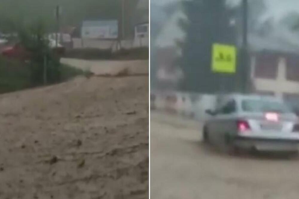 STRAVIČNO NEVREME U ALEKSANDROVCU: Ulice PLAVE, automobili ne mogu da prođu! (VIDEO)