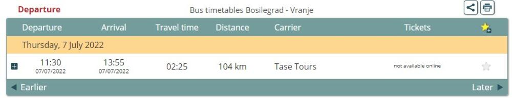 Polazak iz Bosilegrada za Vranje četvrtkom