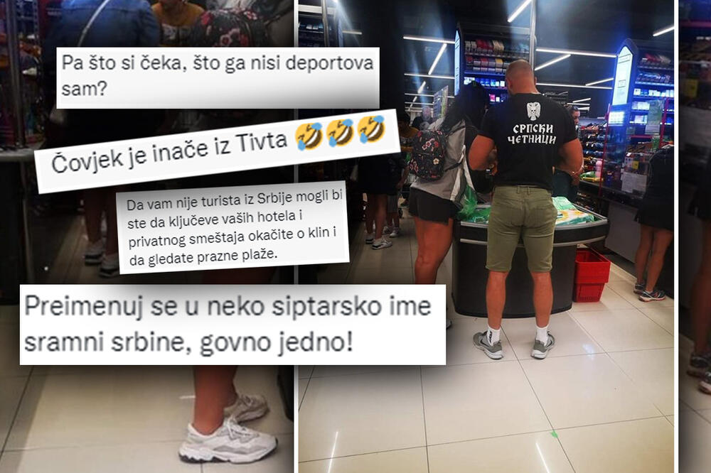 "OVAKVE TREBA DEPORTOVATI"! Dečko u Tivtu obukao majicu sa rečima na ĆIRILICI, Tviter se USIJAO od reakcija (FOTO)