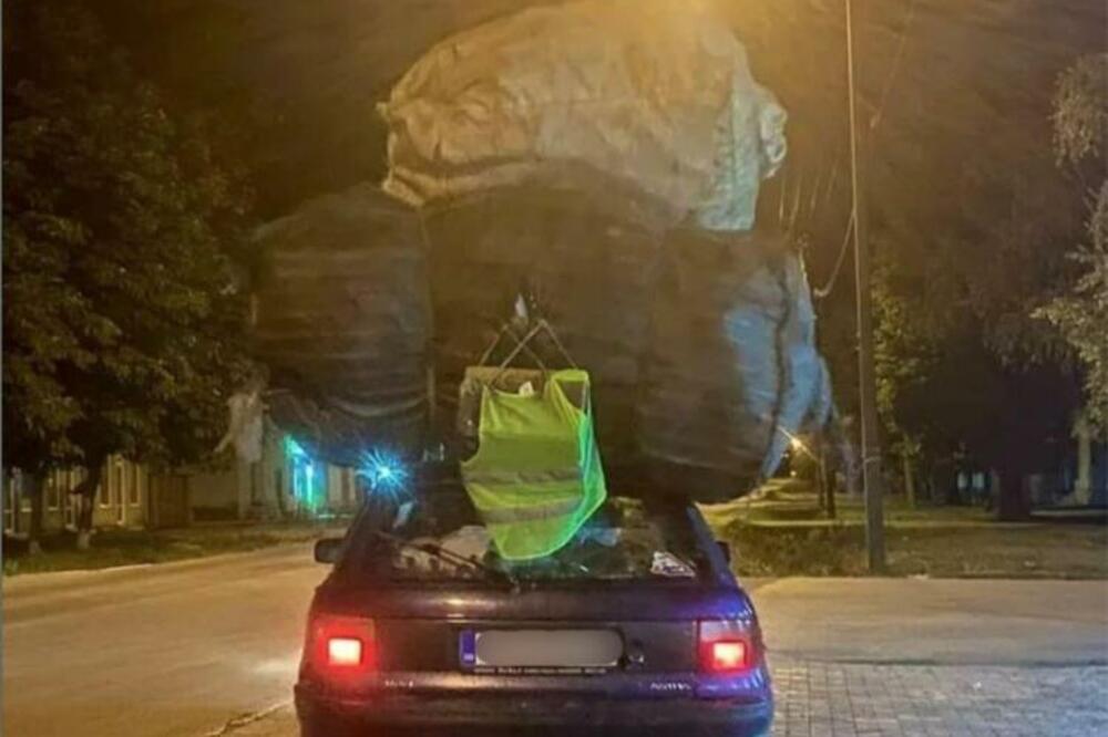 SRBI KAD KRENU NA PUT, PONESU CELU KUĆU: Ovaj vozač je to i dokazao, TORBE NA KROVU VEĆE OD AUTA (FOTO)