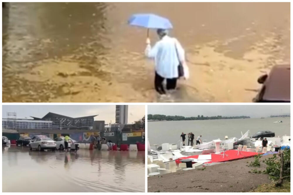 ŽENA U ZEMUNU UPALA U BUJICU, VODA JOJ DOŠLA DO STRUKA! Potop je na ulicama širom Beograda (VIDEO)