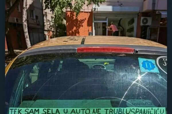 "USPANIČIĆU SE, UGASIĆE SE I ONDA...": Gore MREŽE zbog HIT poruke na automobilu jedne DEVOJKE! Kakva CARICA! (FOTO)