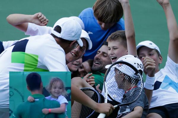 NEMOJTE DA GA UGUŠITE: Mališani "okupirali" Đokovića u Visokom, a jedna devojčica je bila posebne sreće! (VIDEO)