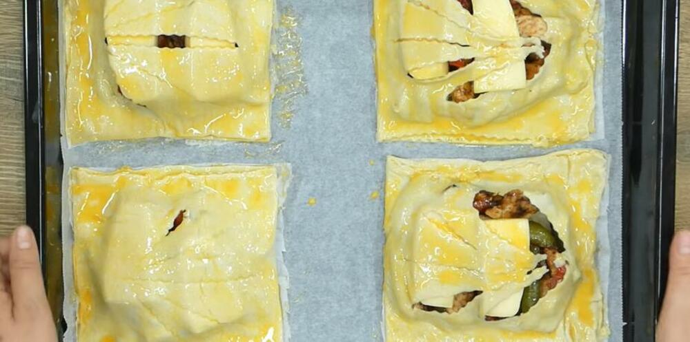 Lisnato testo, Paprike, Sir, Piletina