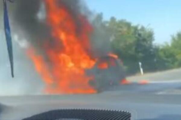 NESREĆA U BLIZINI FRUŠKE GORE: Automobil se potpuno zapalio! (VIDEO)
