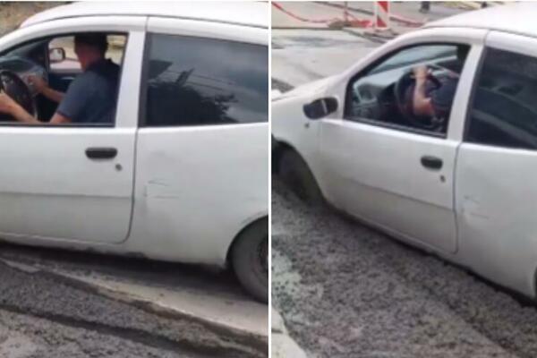 BEZMOZGOVIĆ NAVALIO DA PROĐE KROZ ULICU NA KONJARNIKU U KOJOJ SU RADOVI: Evo šta ga je snašlo! (VIDEO)