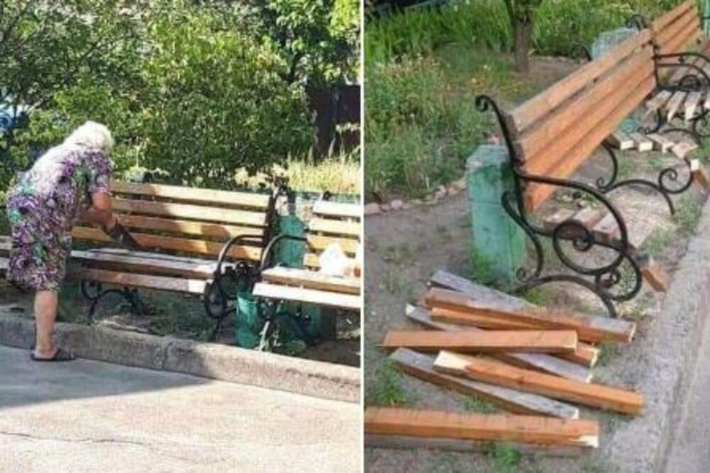 LJUDI, PA DA LI STE VI NORMALNI? Baka seče klupu iz PARKIĆA i kupi DRVA ZA POTPALU, stiže ZIMA (FOTO)