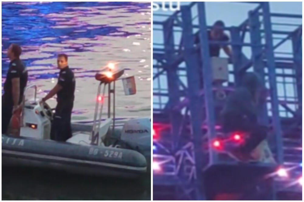 PRVI SNIMAK DRAME NA BRANKOVOM MOSTU: Čovek sklupčan sedi na IVICI, hteo da skoči s MOSTA! (VIDEO)