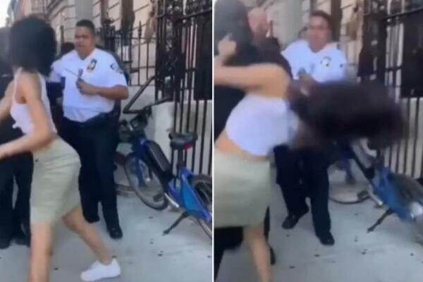 POLICAJAC IZ SVE SNAGE UDARIO DEVOJKU DIREKTNO U GLAVU! Momentalno se srušila na ZEMLJU (VIDEO)