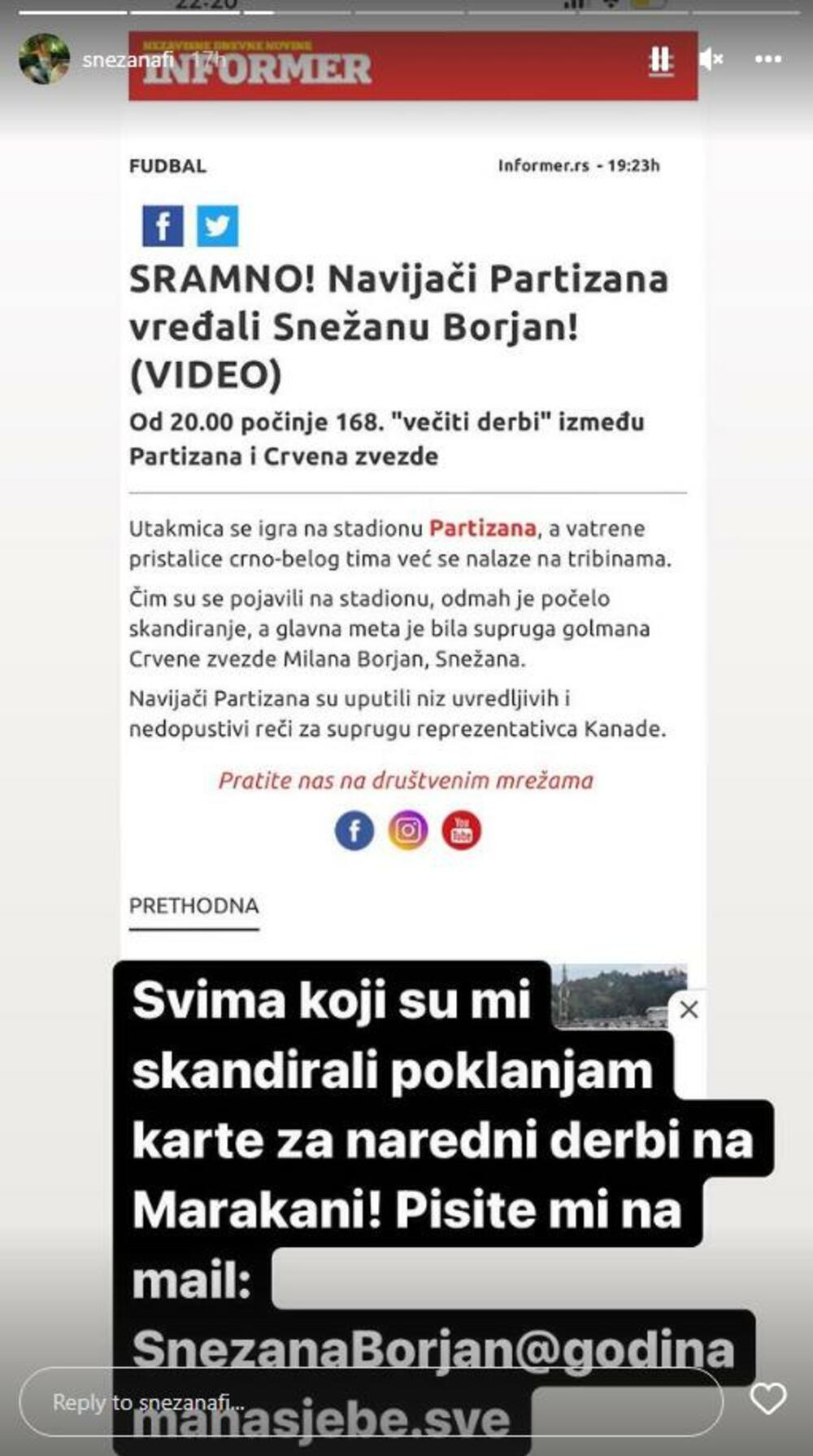 Objava Snežane Borjan