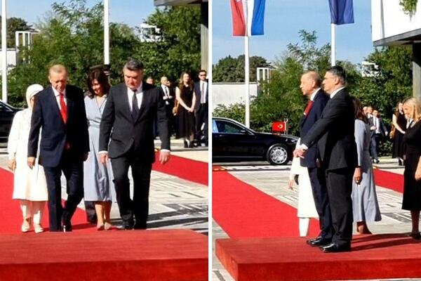 ERDOGAN STIGAO NA PANTOVČAK, DOČEKAO GA MILANOVIĆ SA SUPRUGOM: Slede razgovori dvojice lidera (VIDEO)