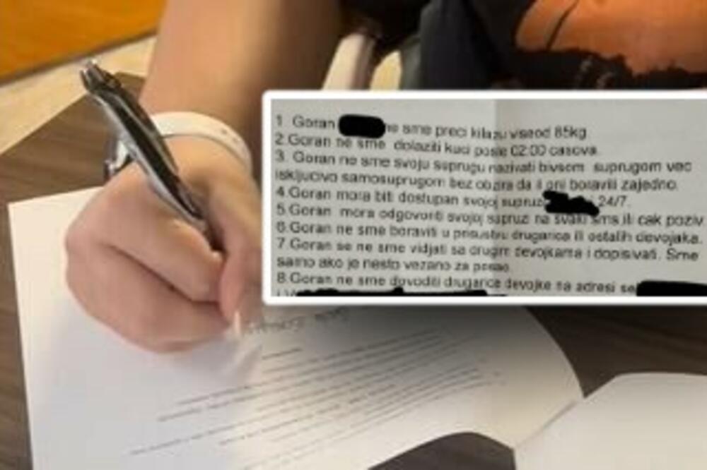 GORANU JE ŽENA SASTAVILA TAKAV PREDBRAČNI UGOVOR DA MU NI PAKAO NEĆE TEŠKO PASTI: Pogledajte samo ovaj spisak!