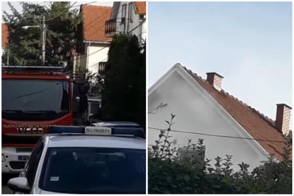 BUKTI POŽAR U PORODIČNOJ KUĆI U KALUĐERICI: Vatrogasci i policija na terenu! (VIDEO)