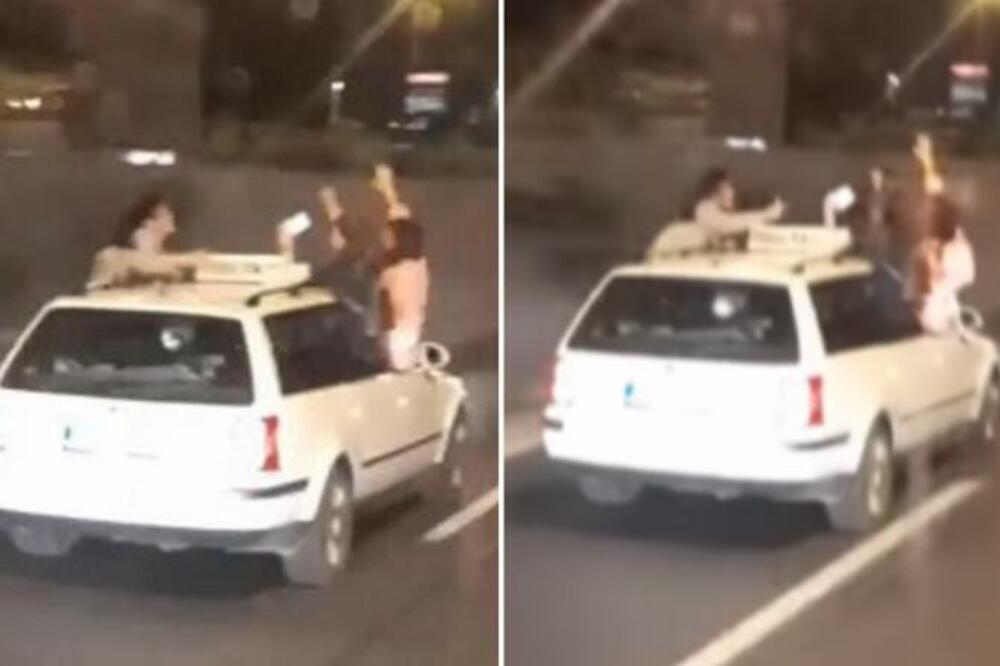SNIMAK IZ NOĆNOG PROVODA RAZBESNEO BEOGRAĐANE: Devojke na prozoru taksija izazvale HAOS na DRUŠTVENIM MREŽAMA VIDEO