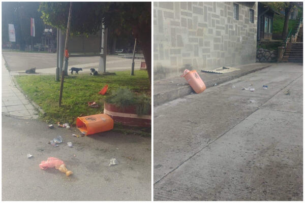 BRUKA I SRAMOTA! Polomili kante u samom centru Lučana, LUTALICE RAZNOSILE SMEĆE! (FOTO)