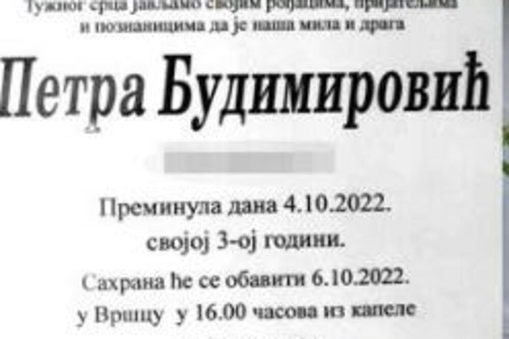 SAHRANJENA MALA PETRA KOJU JE UBIO OTAC! Neutešna porodica nije mogla da se ODVOJI OD SANDUKA!