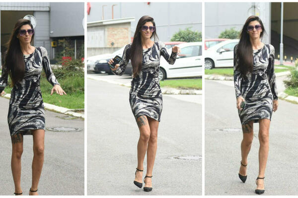 ČEDINA JECA STIGLA U POLICIJU! Skockala se u kratku crno-belu haljinicu i štikle, a imala je i poruku za NOVINARE