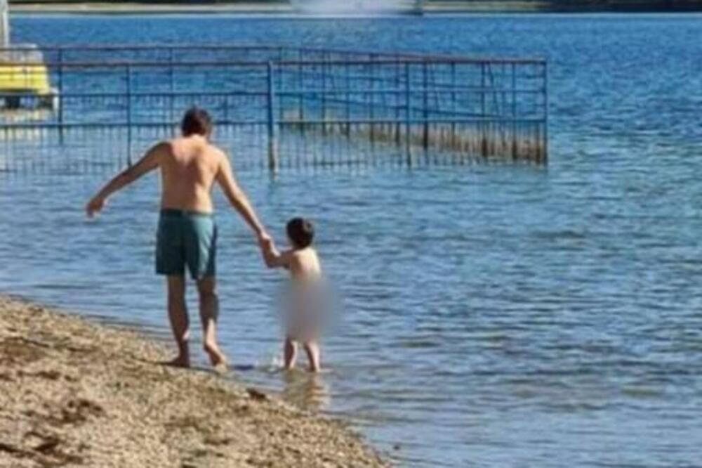 KUPANJE NA ADI U OKTOBRU, MOŽE! Mališan sa ocem uživa na kupalištu, Beograđani ODUŠEVLJENI PRIZOROM! (FOTO)