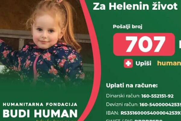MALOJ HELENI (6) POTREBNA JE NAŠA POMOĆ: Neophodan novac kako bi nastavila LEČENJE u Rusiji