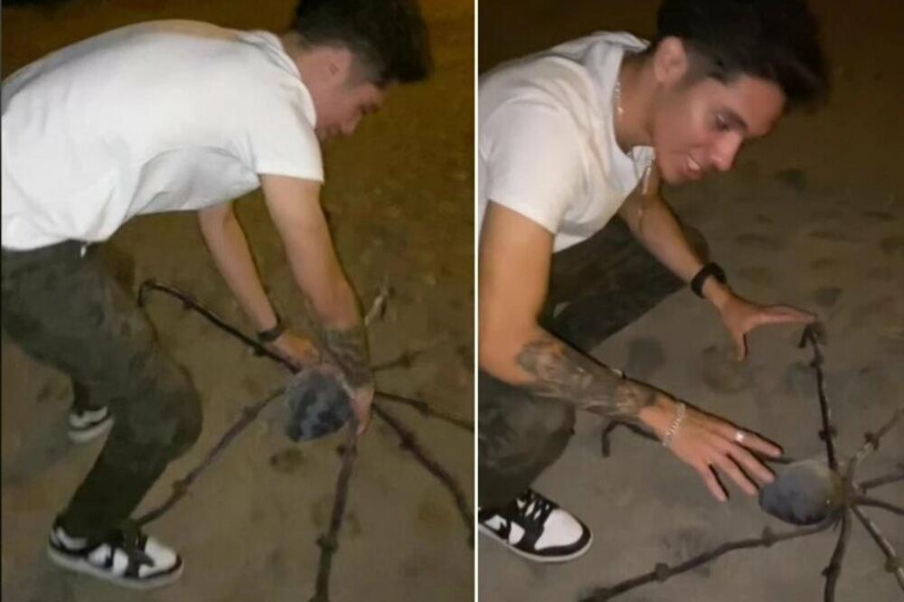 VIDEO JEZIVU STVAR NA PLAŽI, PA ODLUČIO DA JE PIPNE: Prizor od kog će vam se dići KOSA NA GLAVI, STRAVIČNO! (VIDEO)