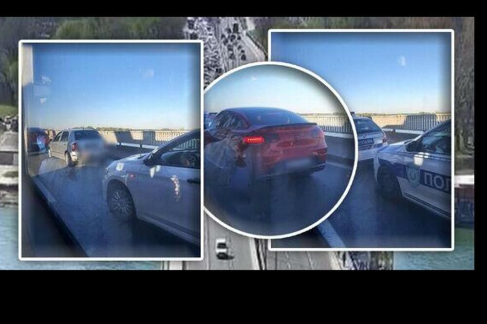 PRVE SLIKE SA PANČEVAČKOG MOSTA! Muškarac sedi na OGRADI, policija na licu mesta (FOTO)