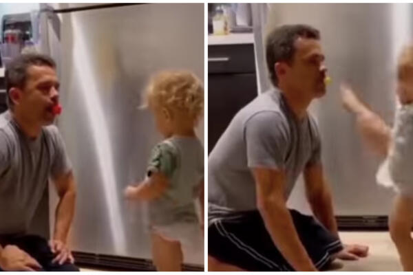 VEŠTINE OVE BEBE ĆE VAS PATOSIRATI: Pogledajte samo šta RADI, tati su svi ZUBI OSTALI NA BROJU! (VIDEO)