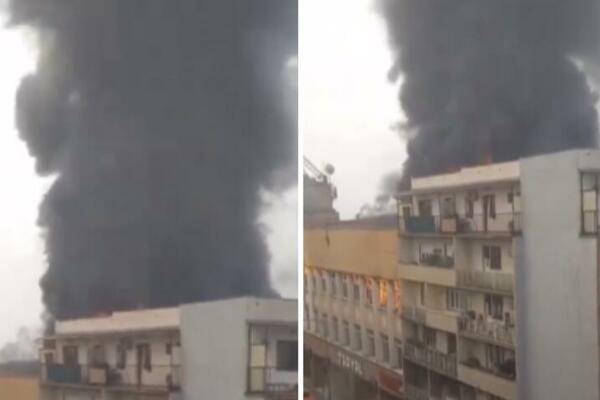 GORI KINESKA ROBNA KUĆA U KRUŠEVCU: Crn dim se nadvio nad gradom, EVAKUISANI STANARI iz okolnih zgrada! (VIDEO)