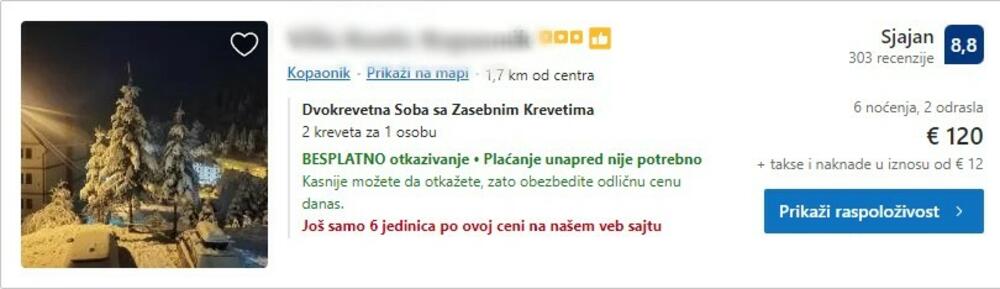 Smeštaj u apartmanu na Kopaoniku
